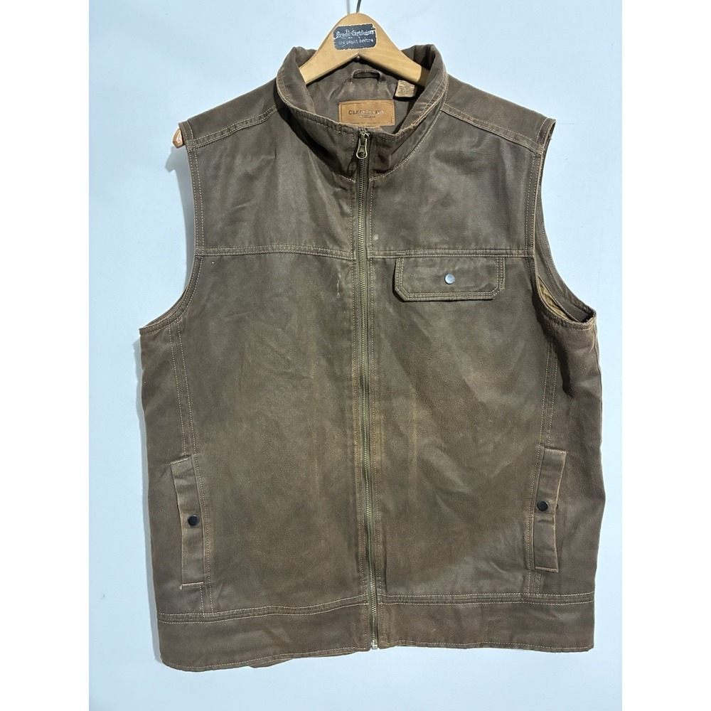 Clear Water Outfitters Brown Distressed Style Vest Mens Large Outdoors Adventure